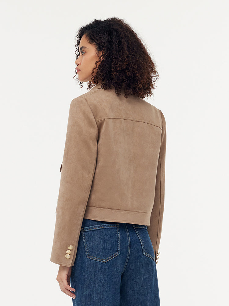 Persora™ | Suede Zip-Up Crop Jacket