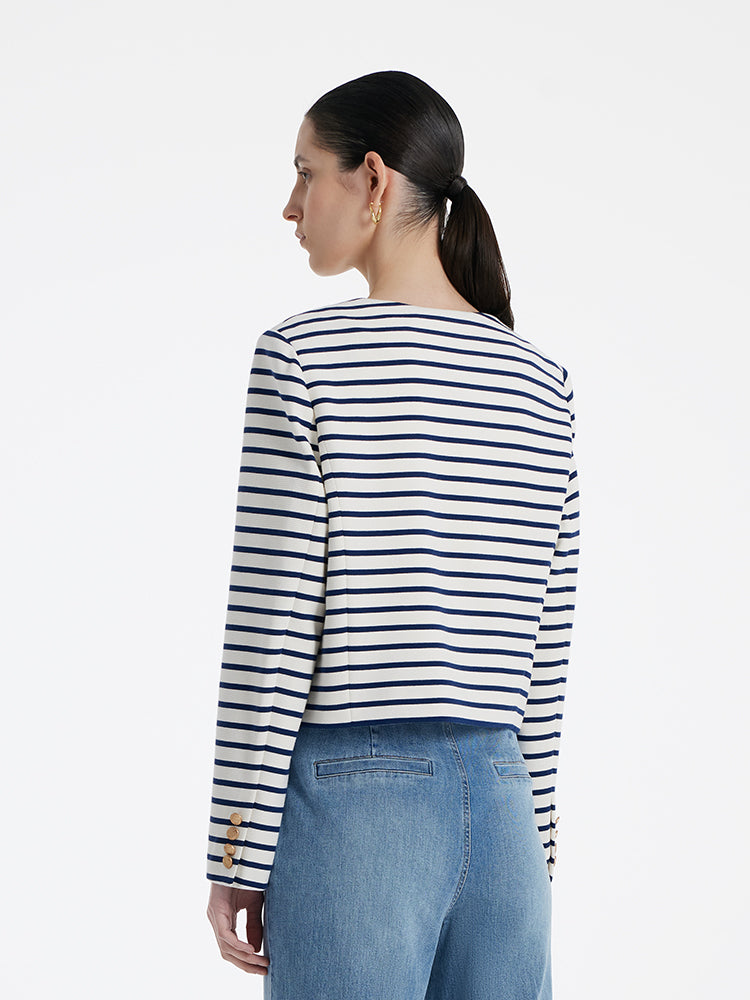 Persora™ | Cotton Striped Crop Jacket