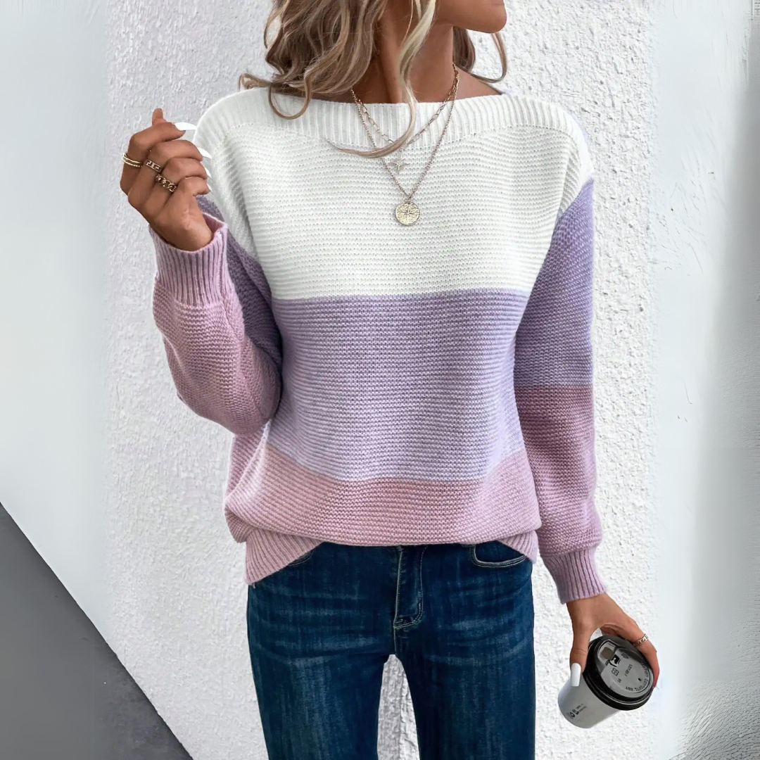 Persora™ | Chic Tri-Tone Knit Sweater
