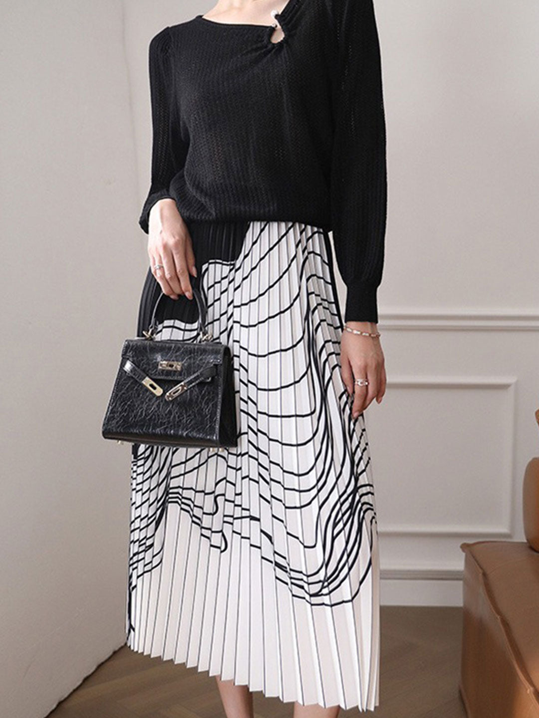 Persora™ | Classic Contrasted Color Irregular Striped Skirt