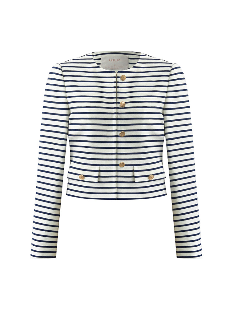 Persora™ | Cotton Striped Crop Jacket