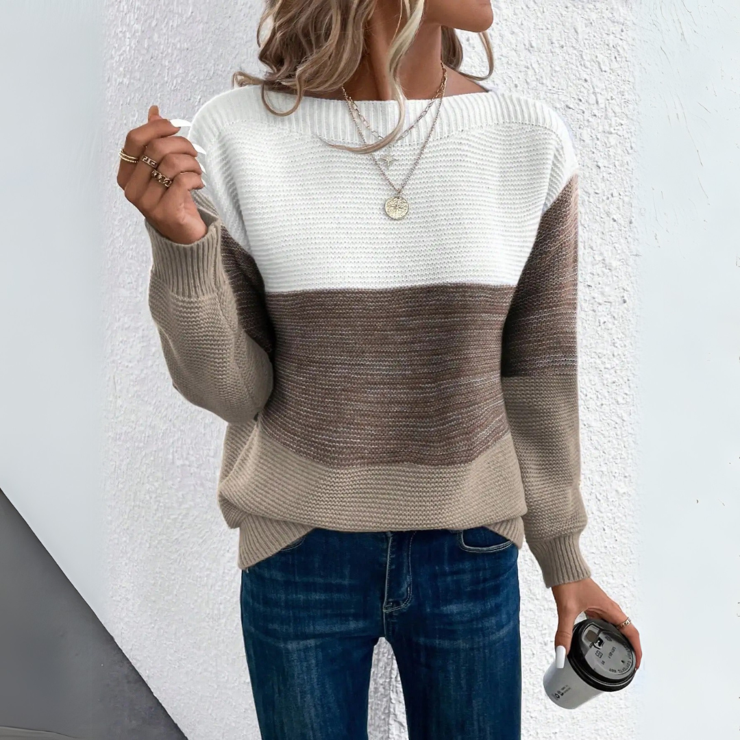 Persora™ | Chic Tri-Tone Knit Sweater