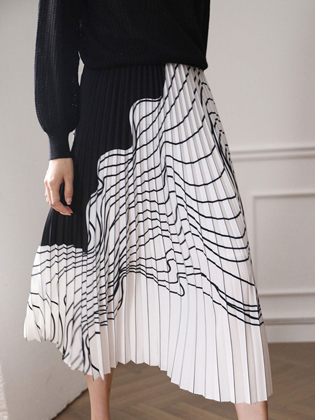 Persora™ | Classic Contrasted Color Irregular Striped Skirt