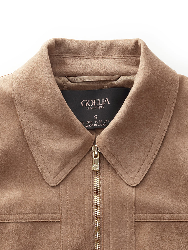 Persora™ | Suede Zip-Up Crop Jacket