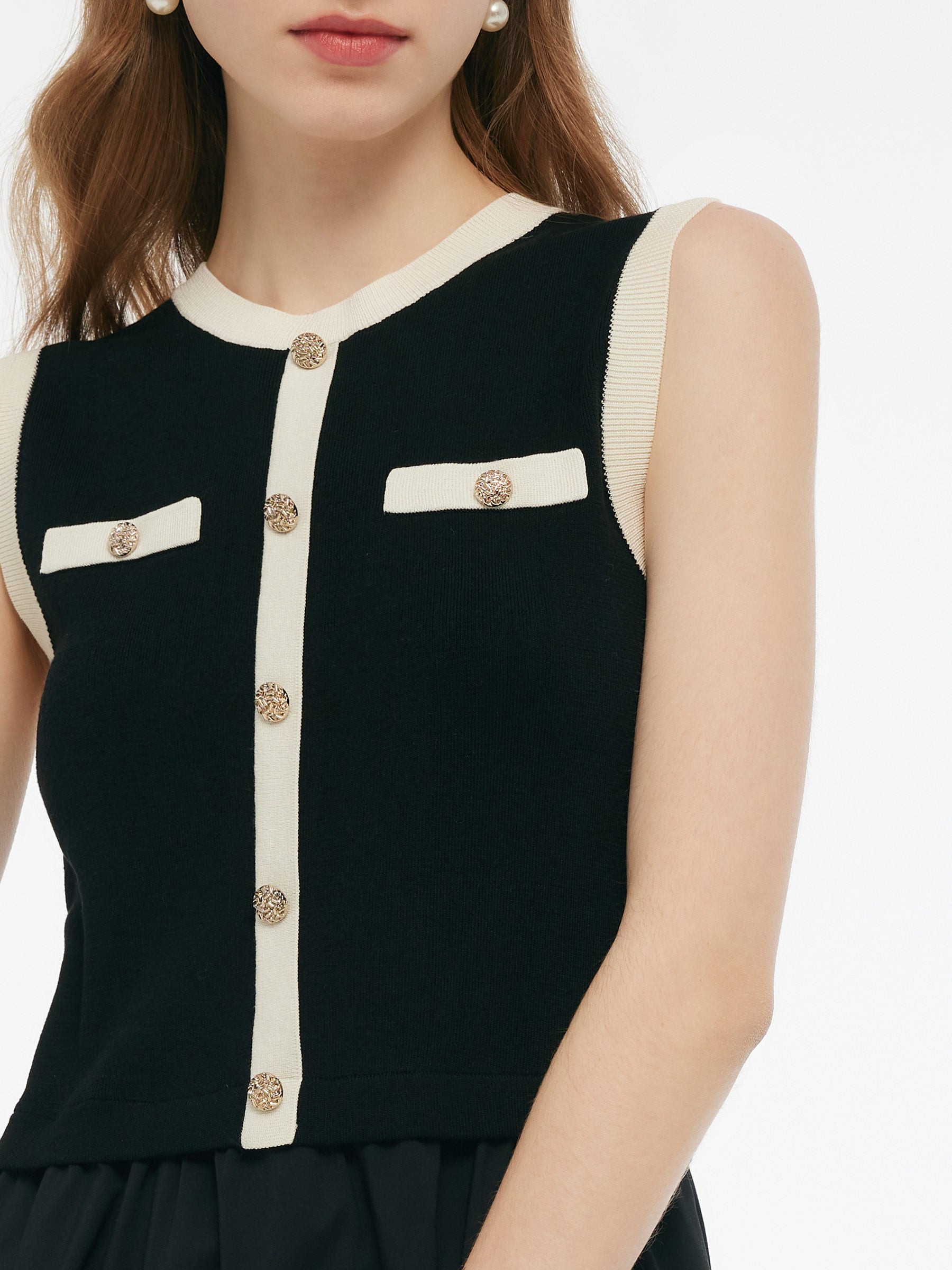 Persora™ | Black Vest Midi Dress