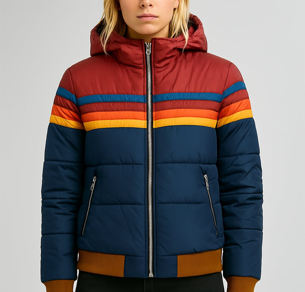 TARRA | Striped Waterproof Down Jacket