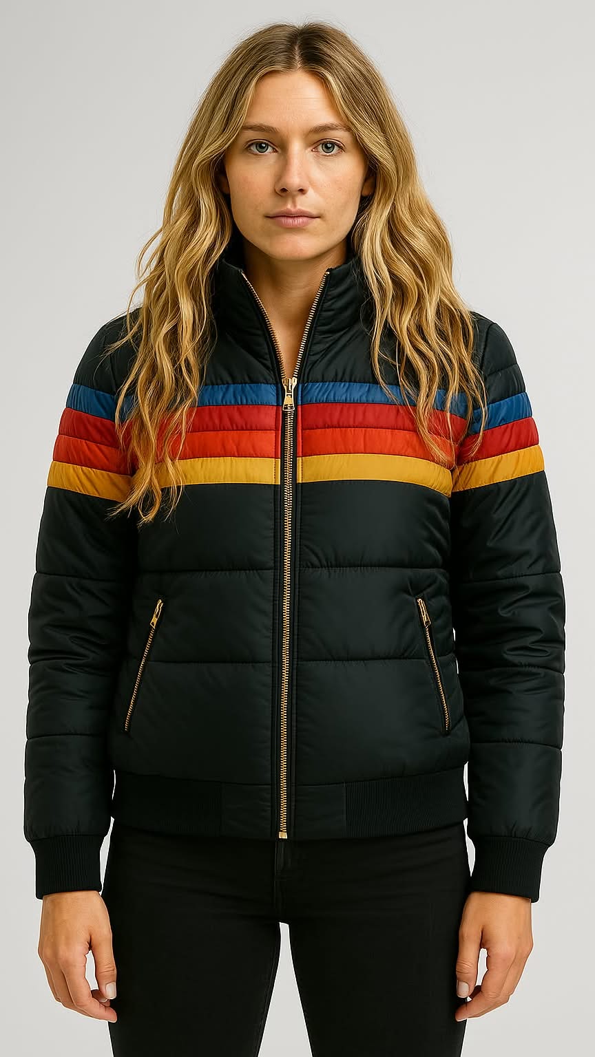 TARRA | Striped Waterproof Down Jacket