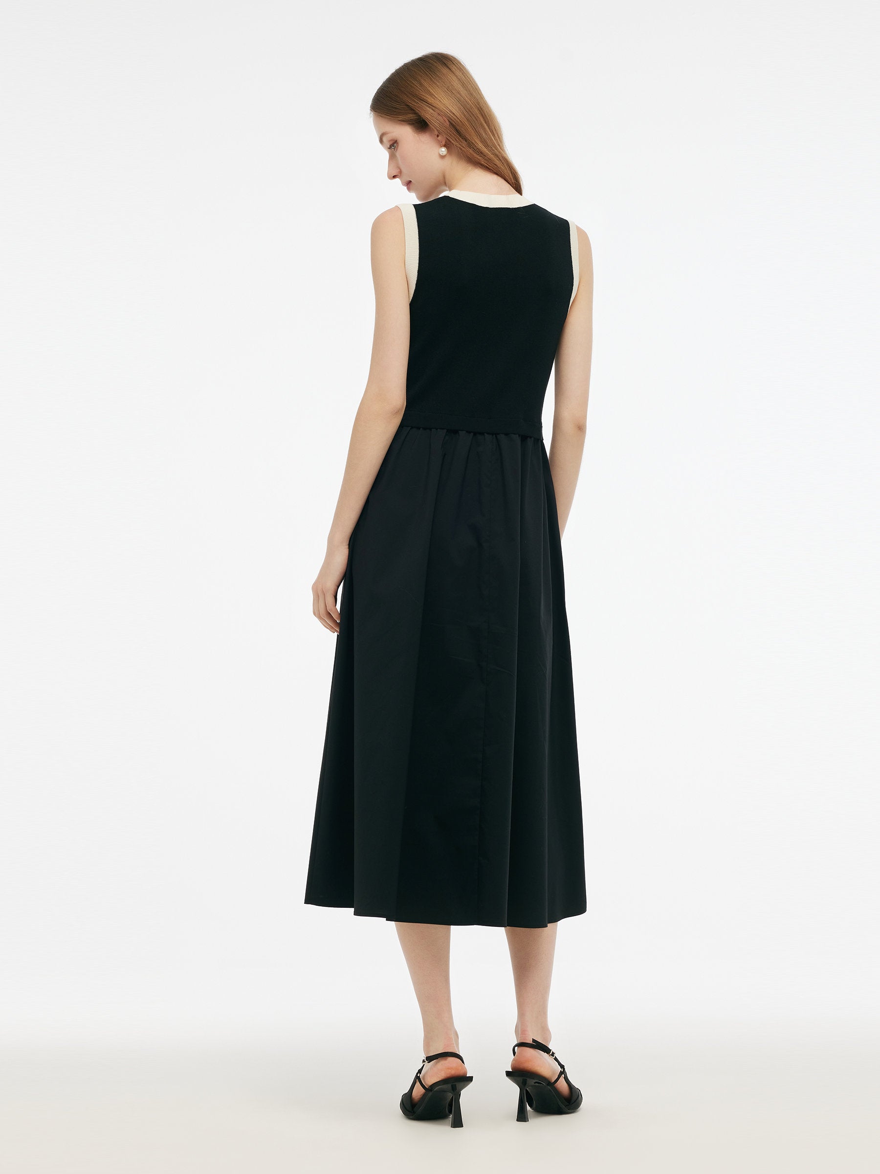 Persora™ | Black Vest Midi Dress