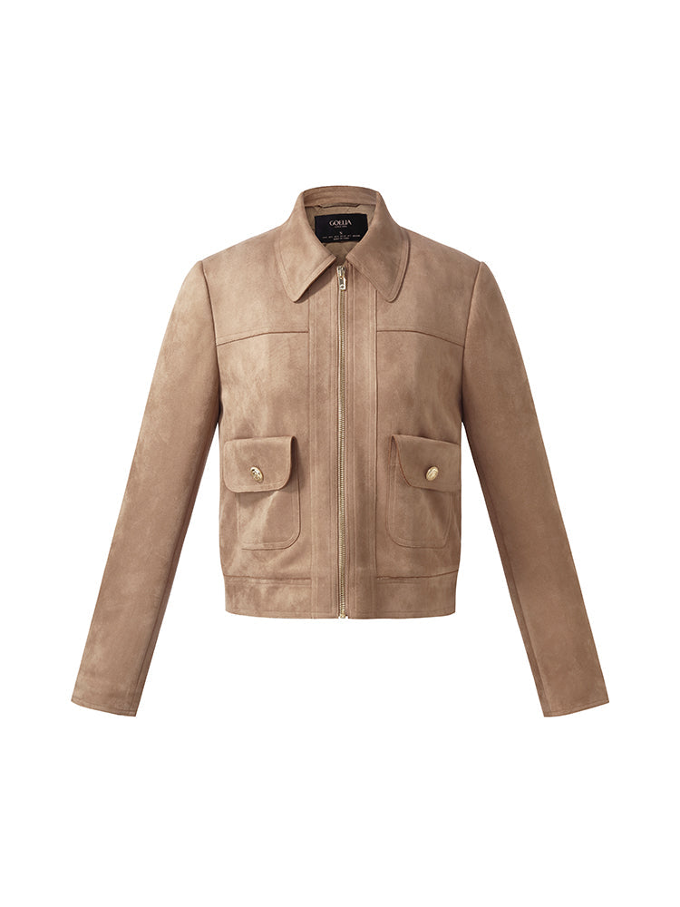 Persora™ | Suede Zip-Up Crop Jacket