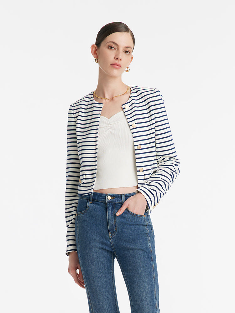 Persora™ | Cotton Striped Crop Jacket