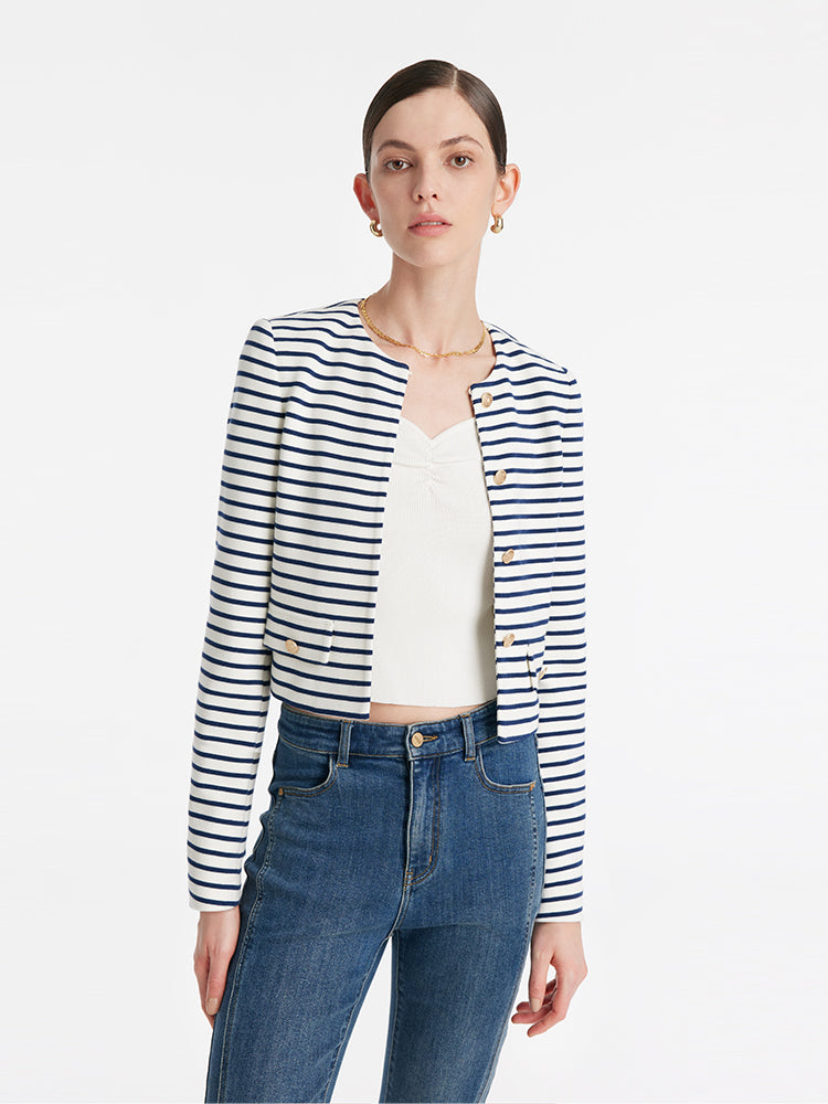 Persora™ | Cotton Striped Crop Jacket