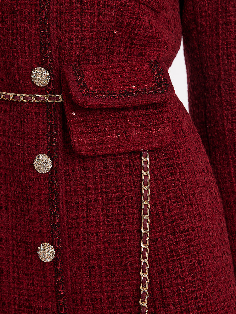 Persora™ | Tweed Coat With Waist Pack