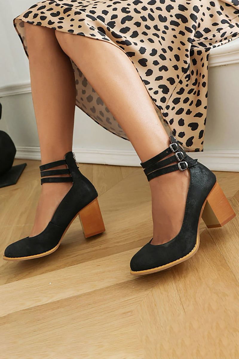 Persora™ | Smooth sandals with ankle strap and thick heel