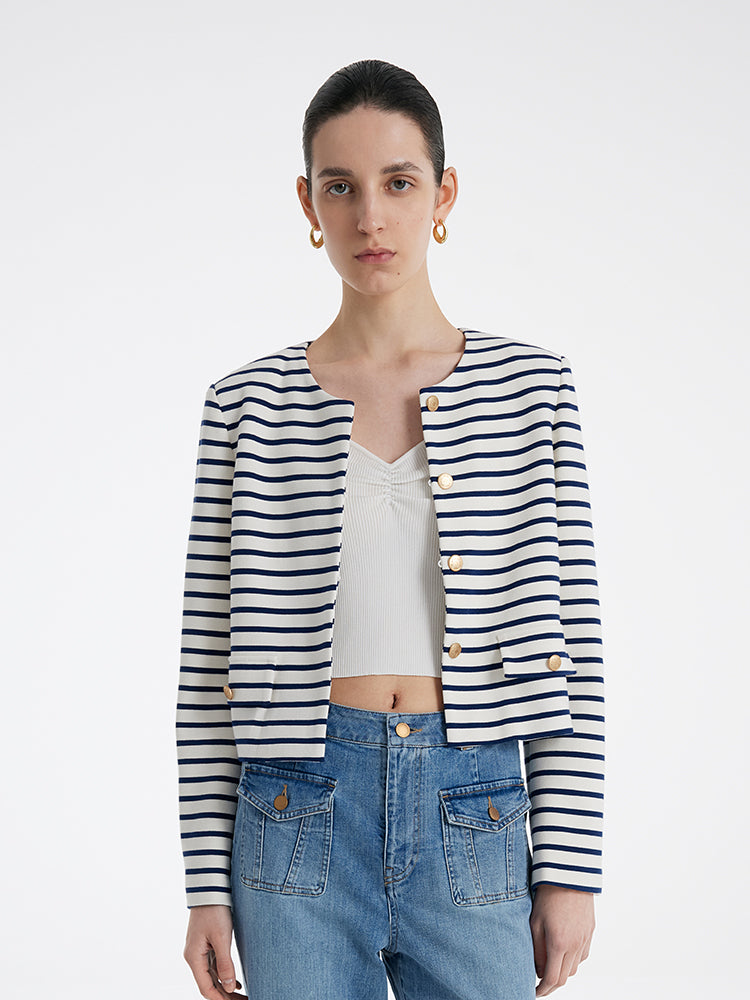 Persora™ | Cotton Striped Crop Jacket