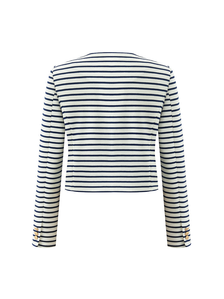 Persora™ | Cotton Striped Crop Jacket