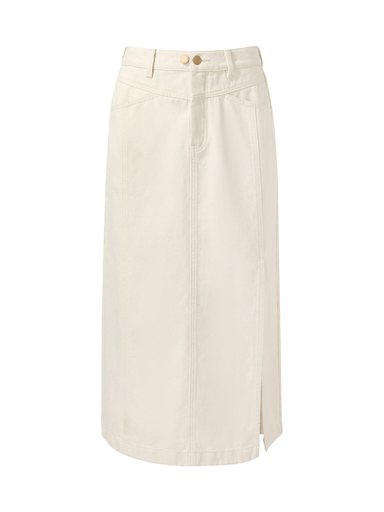 Persora™ | Cotton Denim Slit Skirt