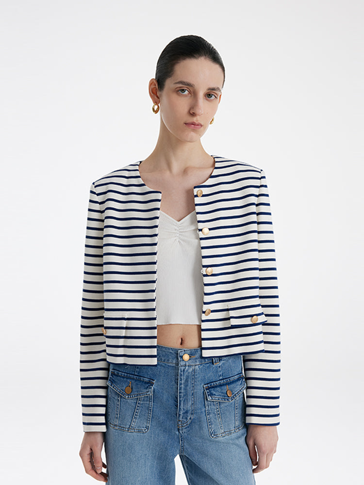 Persora™ | Cotton Striped Crop Jacket
