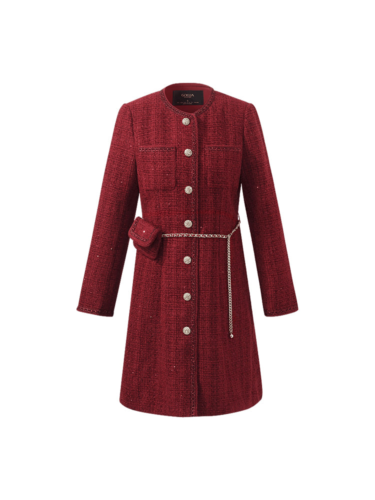 Persora™ | Tweed Coat With Waist Pack