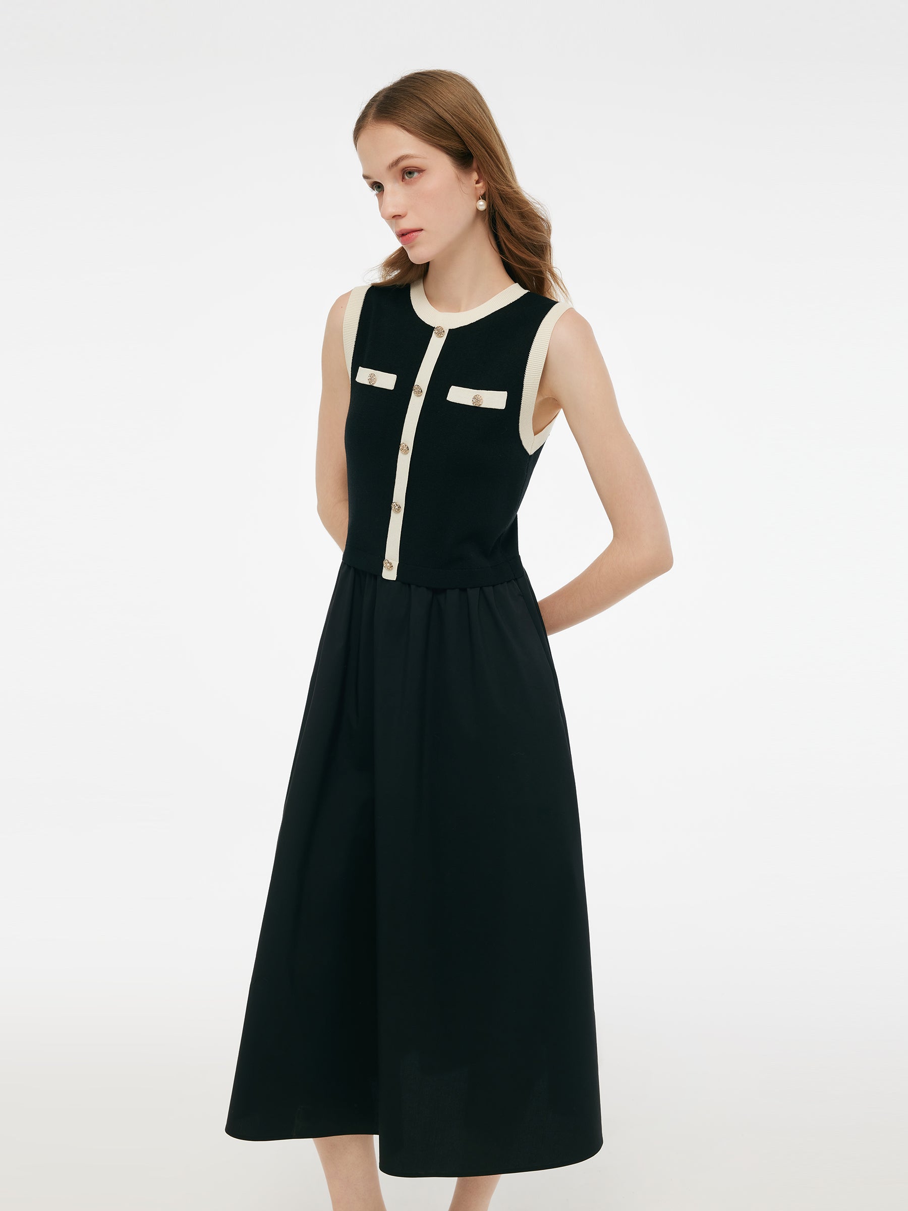 Persora™ | Black Vest Midi Dress