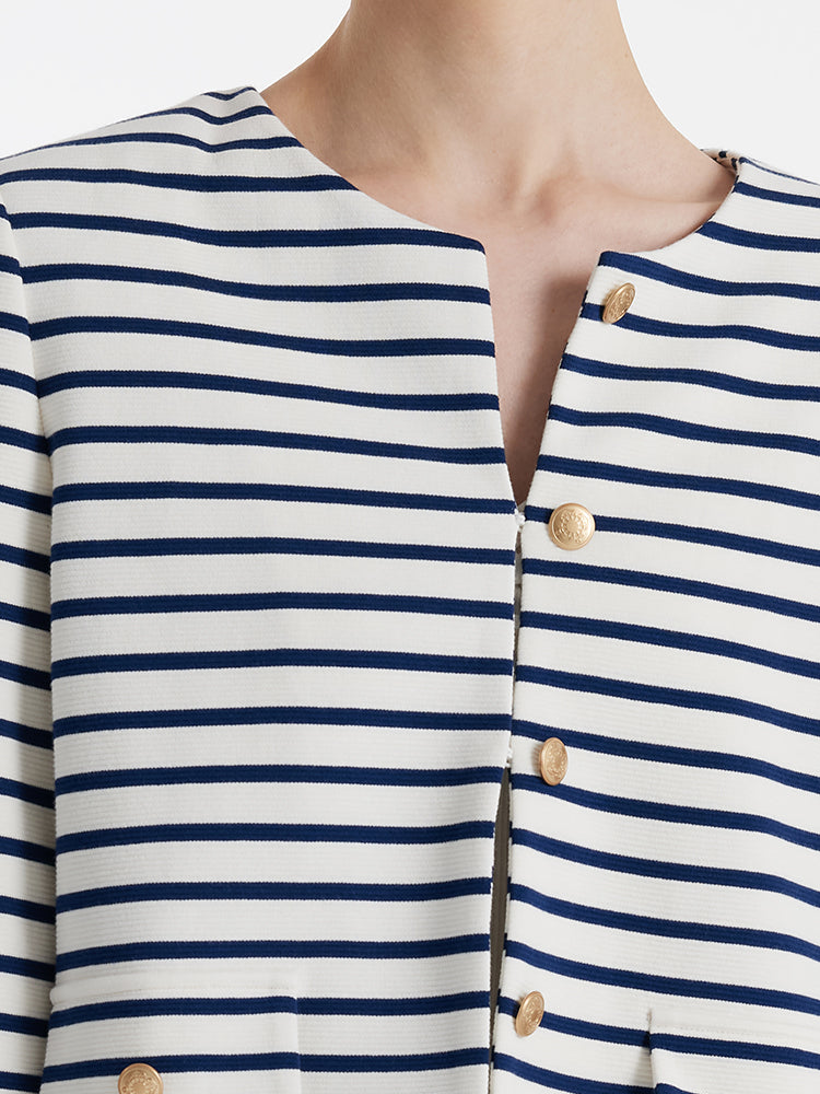 Persora™ | Cotton Striped Crop Jacket