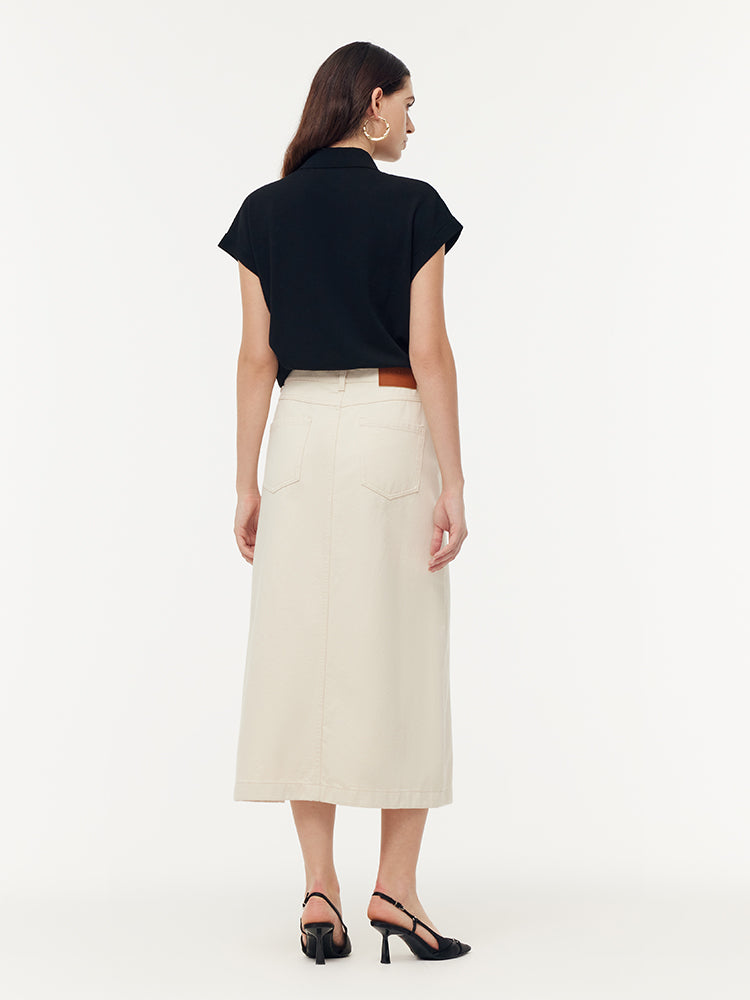 Persora™ | Cotton Denim Slit Skirt