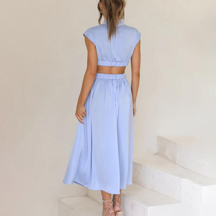 Persora™ | Pleated dress with high neck