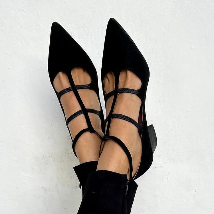 BENEDETTA | Elegant pointed lace-up ballerinas