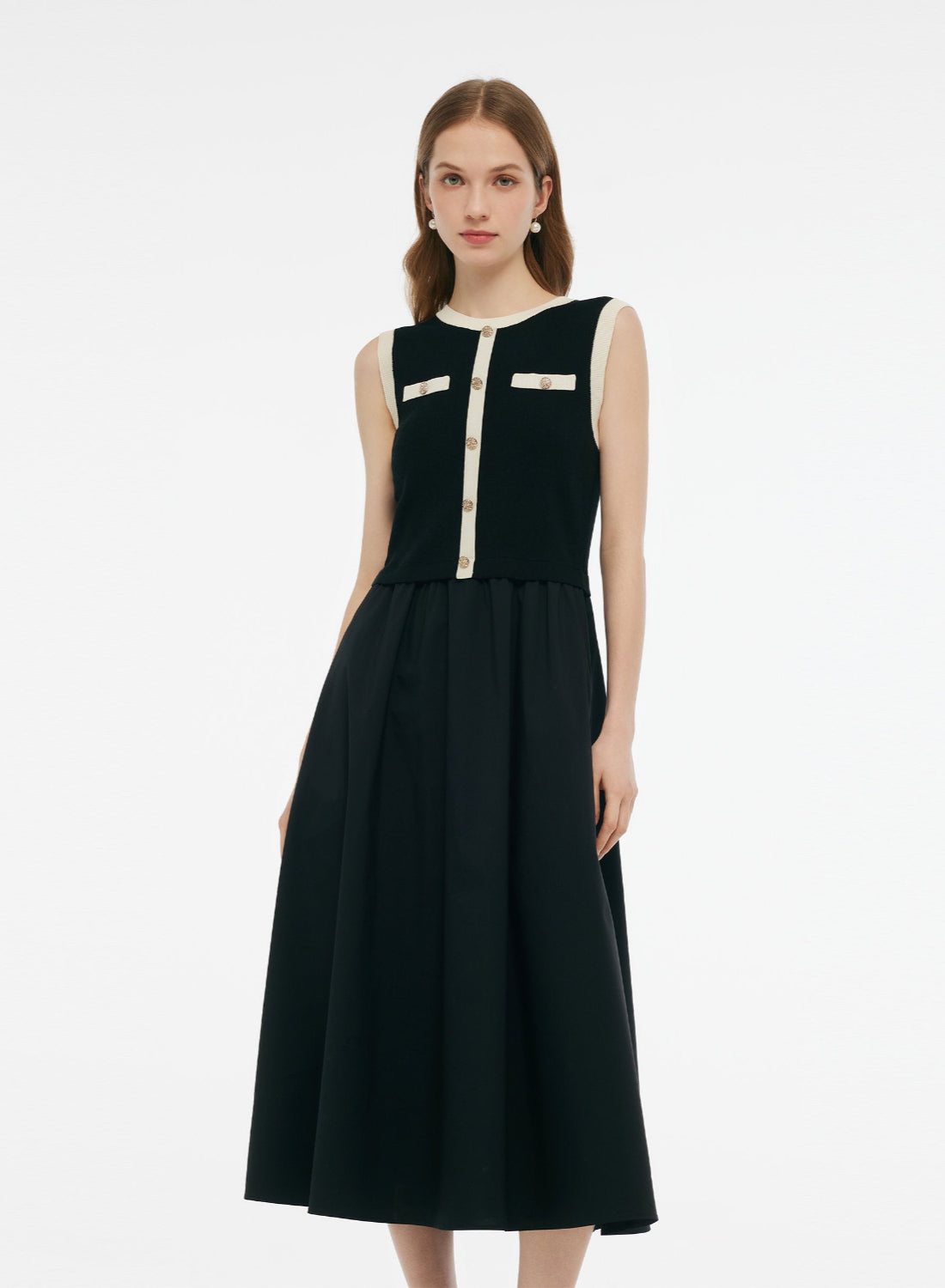Persora™ | Black Vest Midi Dress