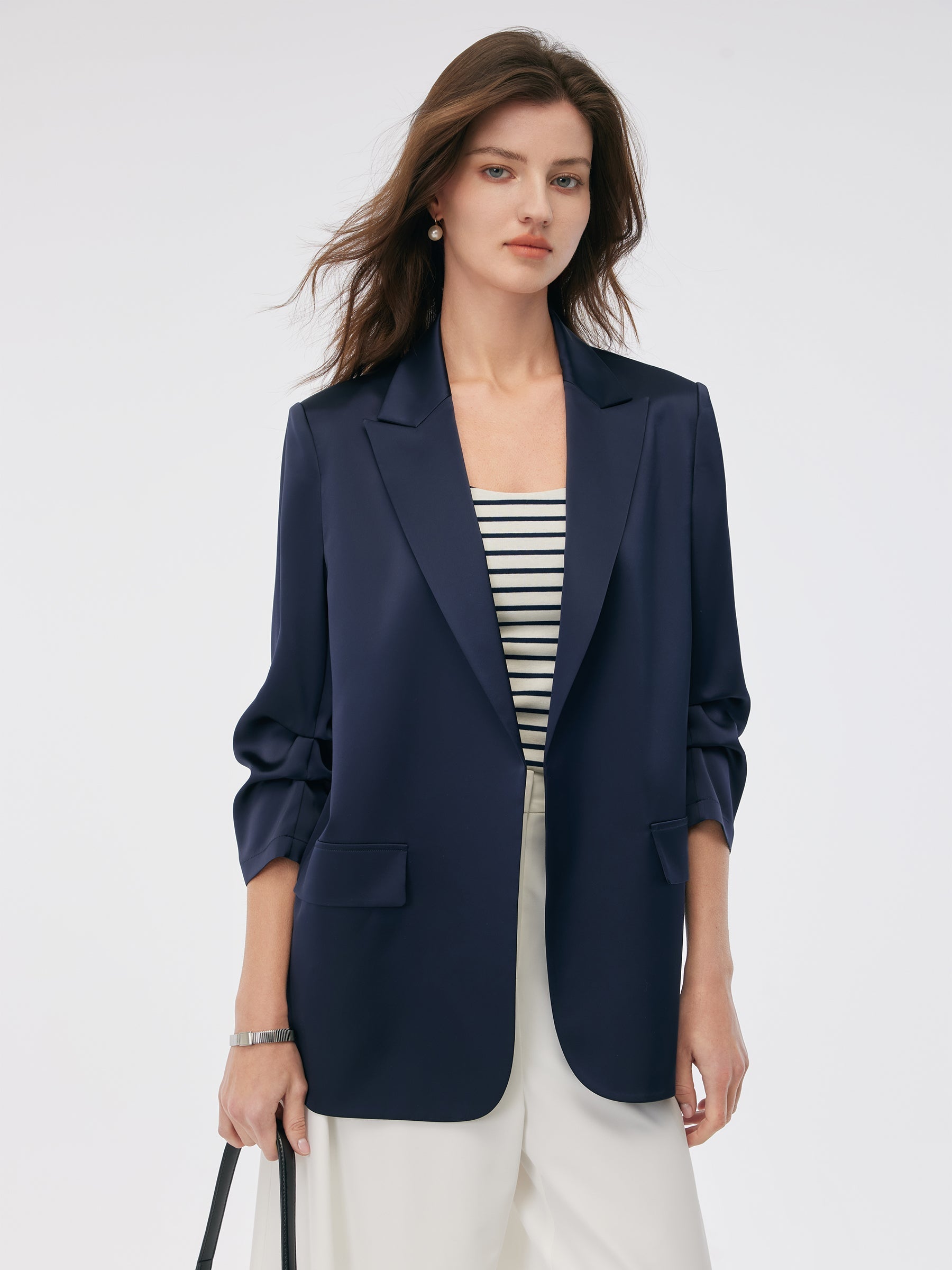 Persora™ | 3/4 Ruched Sleeves Blazer