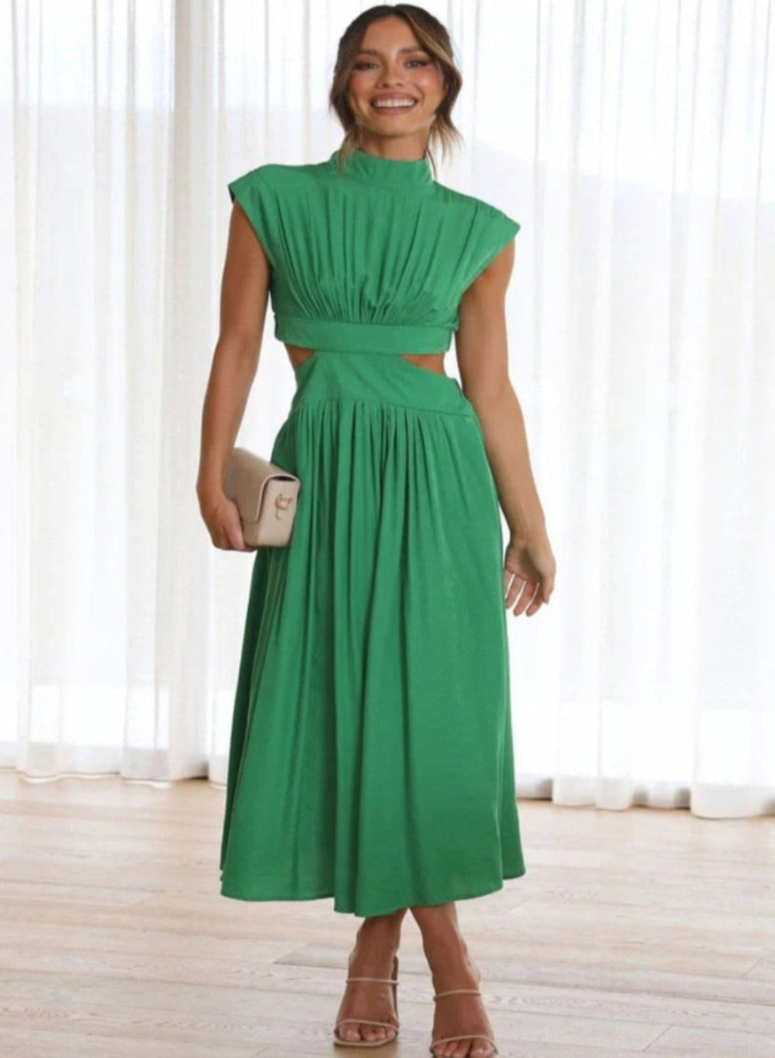 Persora™ | Pleated dress with high neck