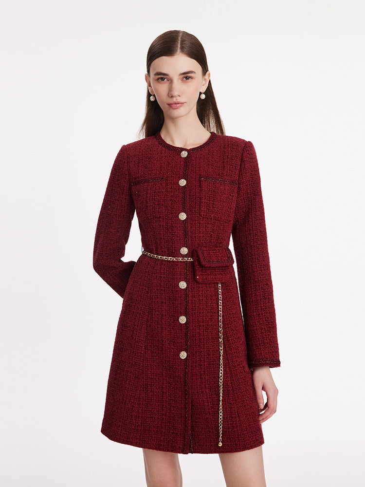 Persora™ | Tweed Coat With Waist Pack