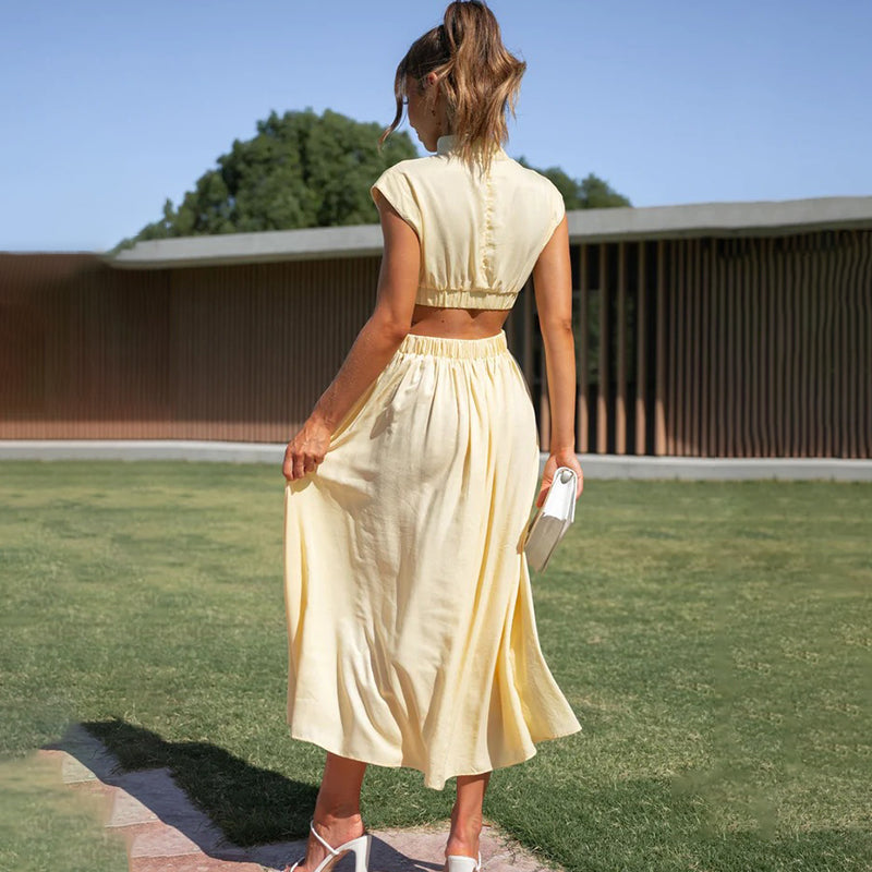 Persora™ | Pleated dress with high neck